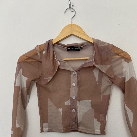 Pretty Little Think Sheer Cropped Button Front - Picture 2 of 3